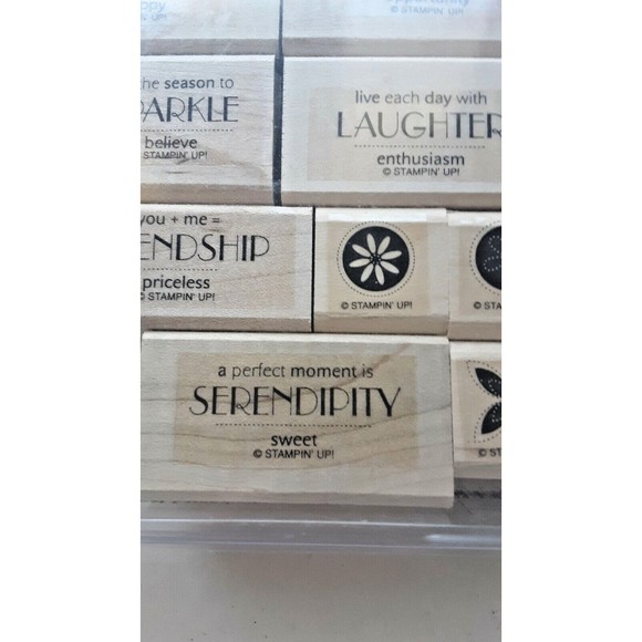 Stampin' Up! "Sweet Serendipity" Stamp Set Wood Mounted Retired Sparkle Laughter - Picture 7 of 10